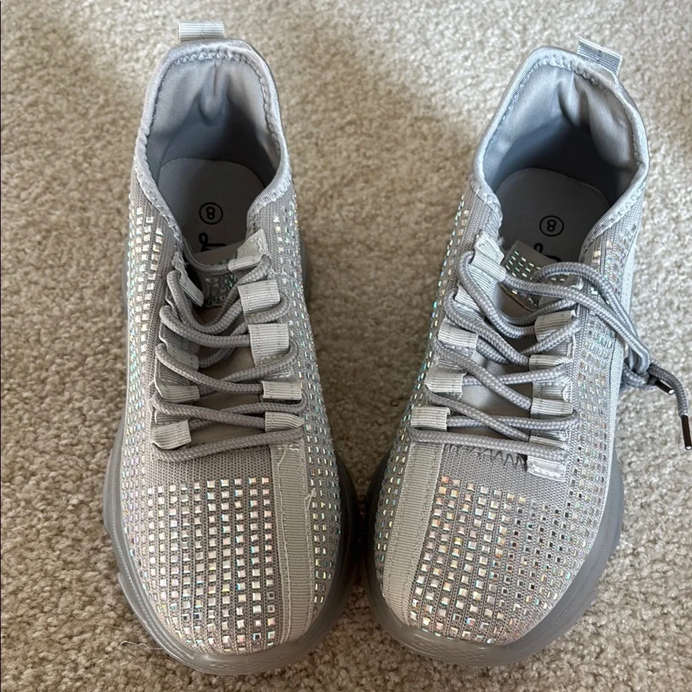 Silver Rhinestone Sneakers - Picture 6 of 7